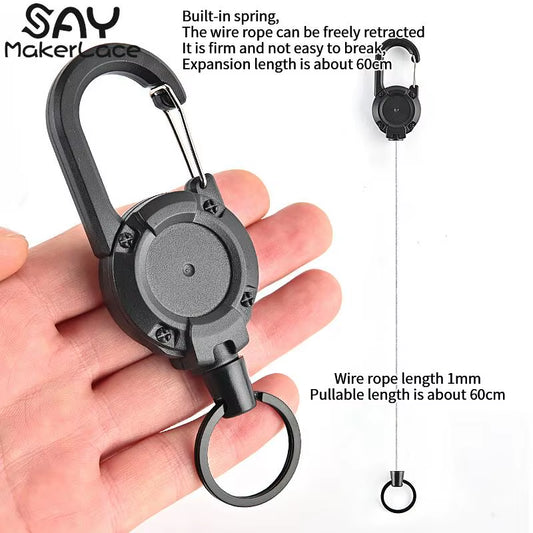 1PCS Steel Wire Rope Elastic Keychain Easy-To-Pull Buckle Sporty Anti-Theft Retractable Key Ring anti Lost Key Ring Accessories