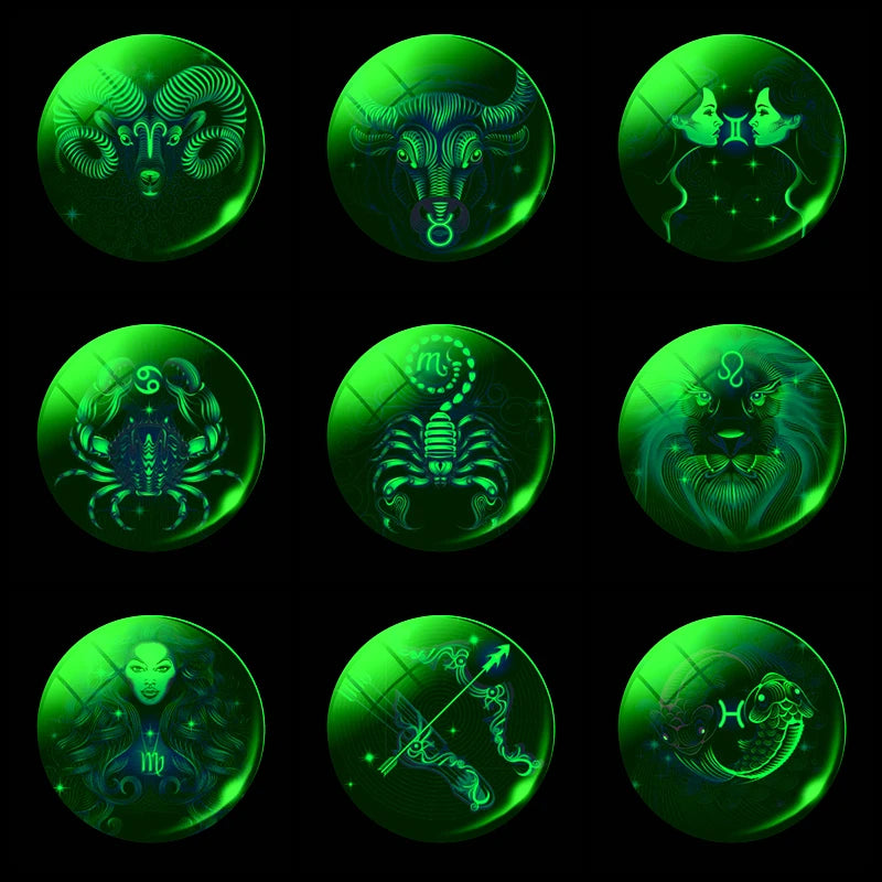 Luminous 12 Constellation Keychain Glowing Crystal Ball Key Ring Aquarius Keychain Sagittarius Keychain Libra Keychain Birthday