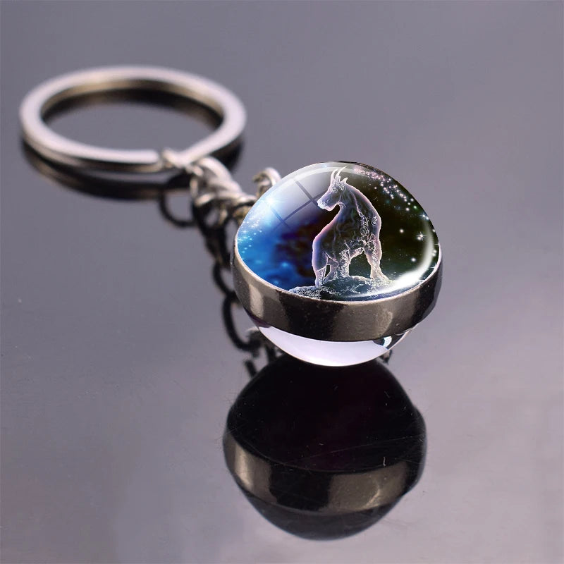 Luminous 12 Constellation Keychain Glowing Crystal Ball Key Ring Aquarius Keychain Sagittarius Keychain Libra Keychain Birthday