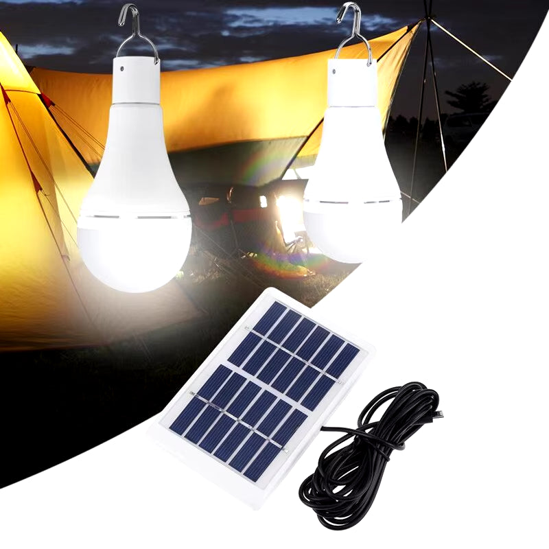 LED Solar Lamp Bulb Outdoor Waterproof Portable Solar Garden Hanging Light Hiking Fishing Emergency Lights Outdoor Camping Light