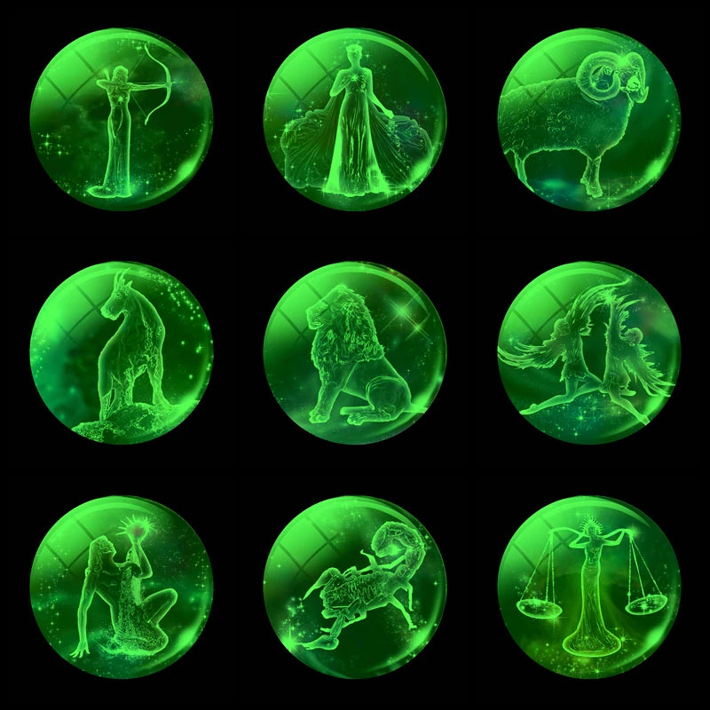 Luminous 12 Constellation Keychain Glowing Crystal Ball Key Ring Aquarius Keychain Sagittarius Keychain Libra Keychain Birthday