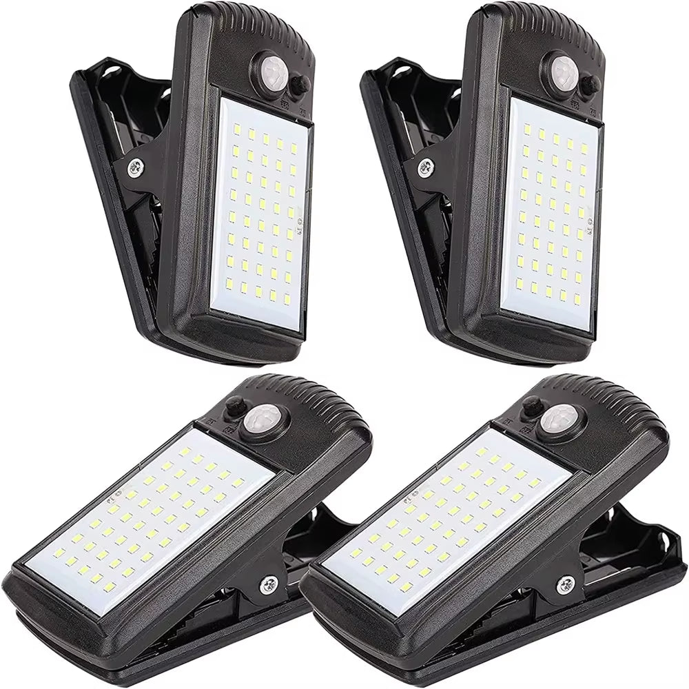 Clip-On LED Solar Light Smart Human Induction Outdoor Garden Light Waterproof Outdoor Lamp for Tent Garage Courtyard High Bright