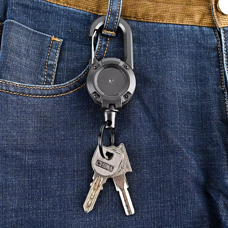 1PCS Steel Wire Rope Elastic Keychain Easy-To-Pull Buckle Sporty Anti-Theft Retractable Key Ring anti Lost Key Ring Accessories