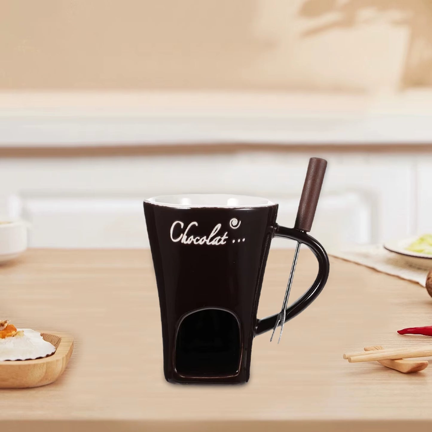 Fondue Mug Cheese Cookware Chocolate Melter Butter Melt Pot 130Ml Fondue Warmer Mug for Anniversary Birthday Kitchen Dinner Home