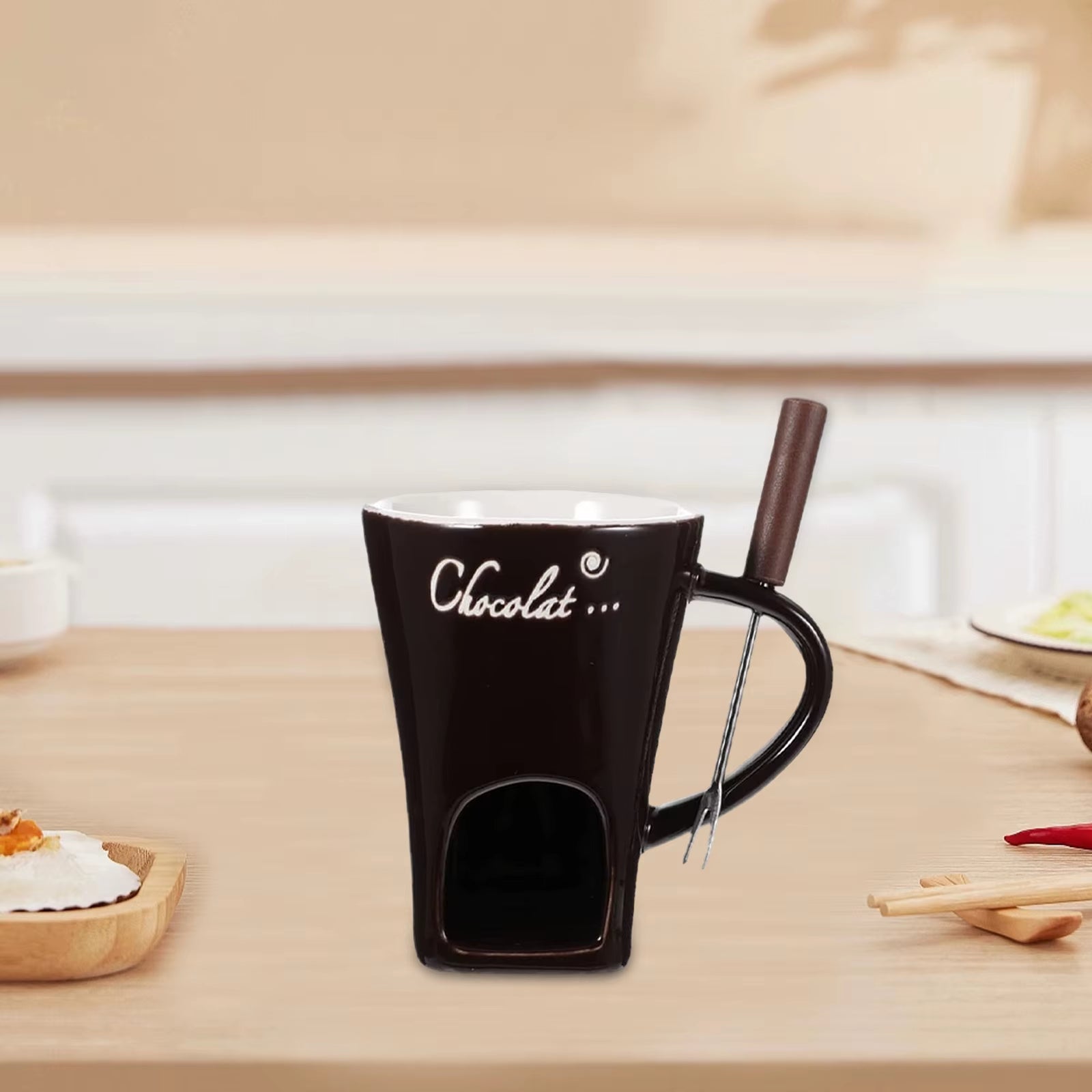 Fondue Mug Cheese Cookware Chocolate Melter Butter Melt Pot 130Ml Fondue Warmer Mug for Anniversary Birthday Kitchen Dinner Home