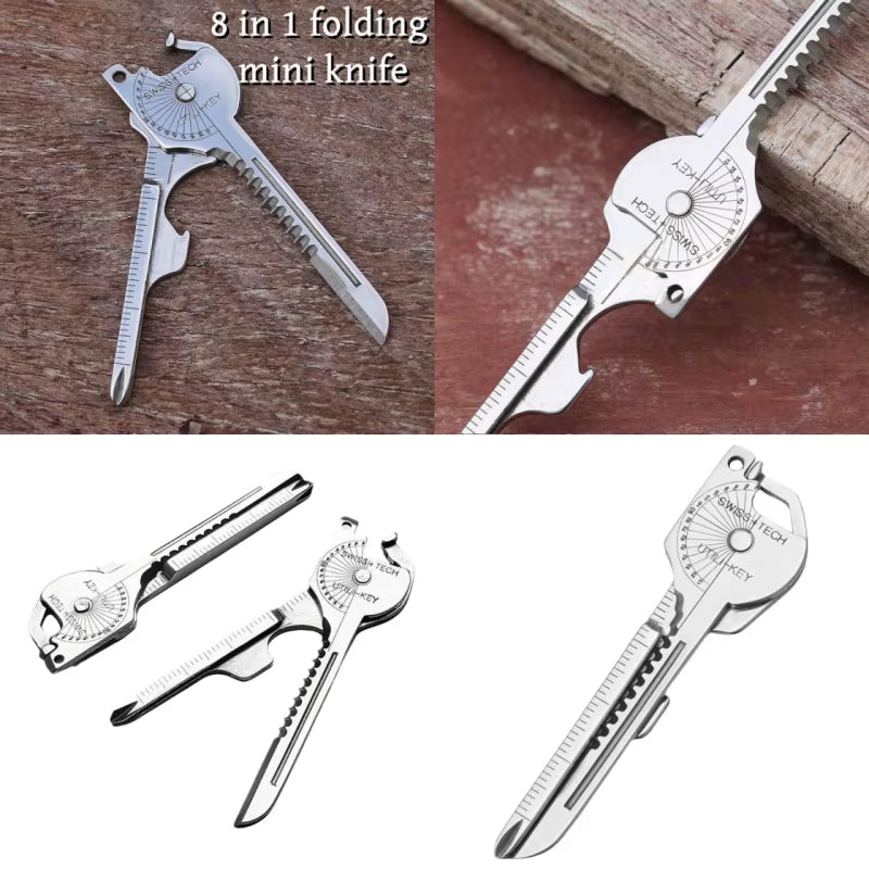 Keychain Multi-Tool Compact Multifunctional Keychain Gadget Portable Tool with Screwdriver Bottle Opener Camping Emergency Tool