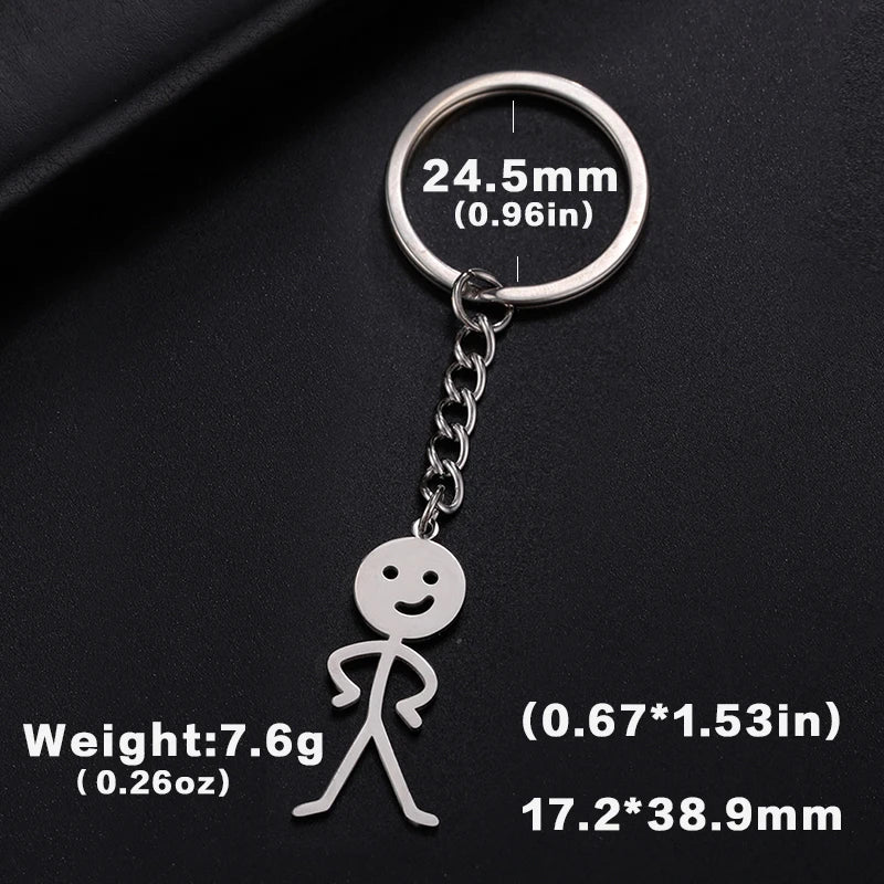 Funny Middle Finger Stickman Keychain 2025 Cute Trend School Bag Car Key Pendant Couple New Trinket Gift Keyring