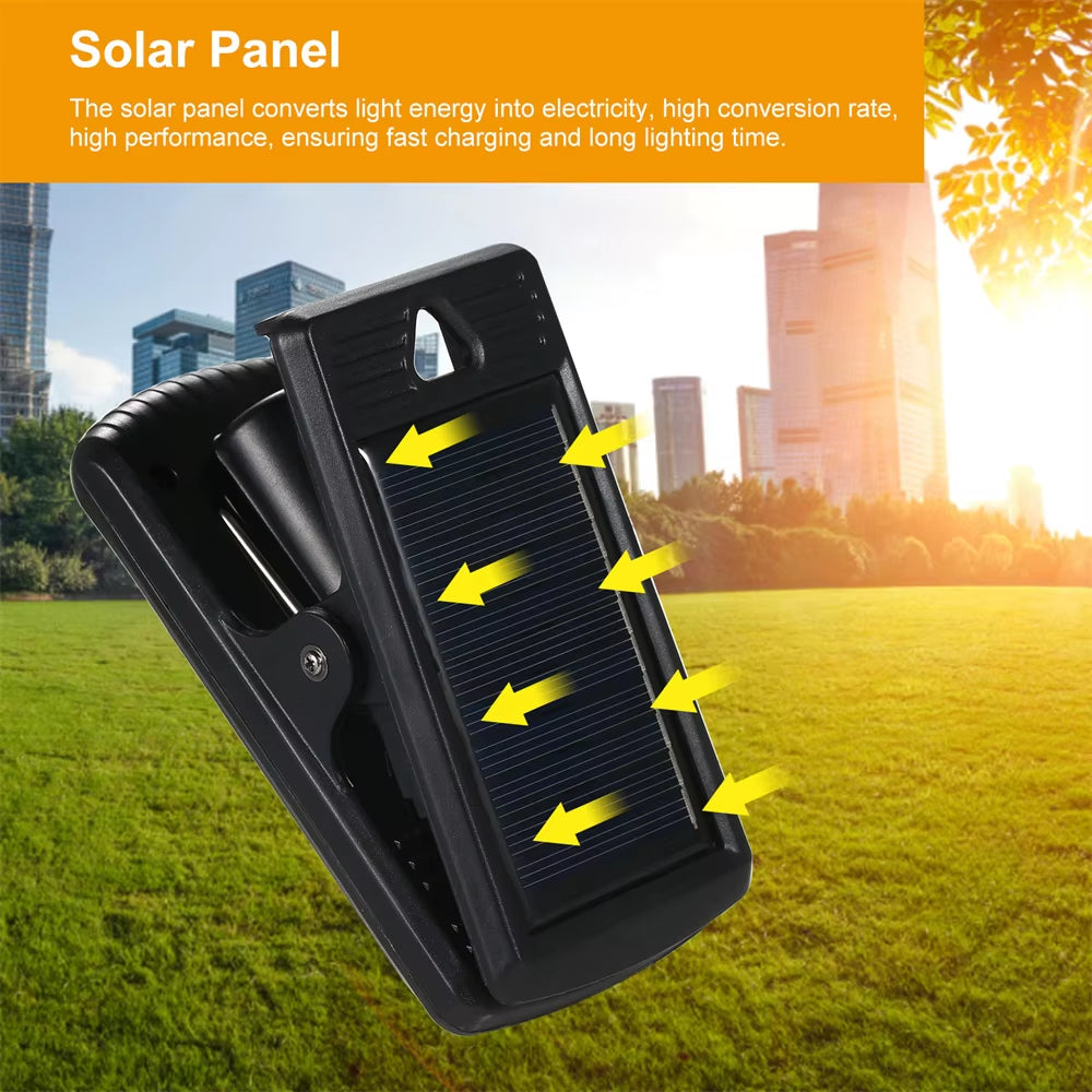 Clip-On LED Solar Light Smart Human Induction Outdoor Garden Light Waterproof Outdoor Lamp for Tent Garage Courtyard High Bright
