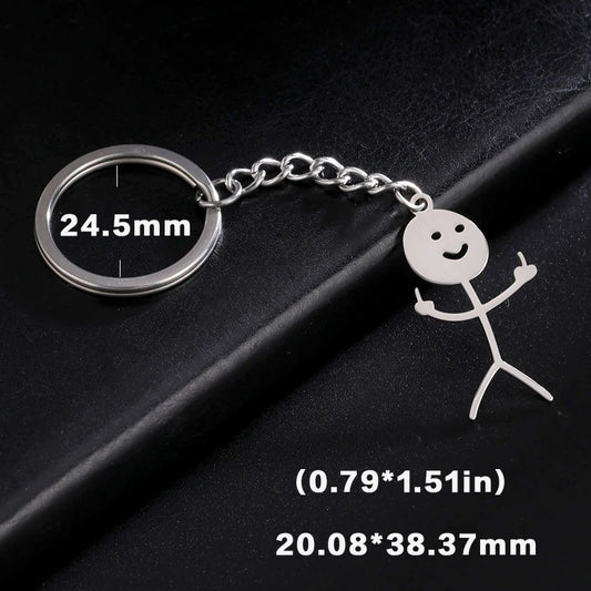 Funny Middle Finger Stickman Keychain 2025 Cute Trend School Bag Car Key Pendant Couple New Trinket Gift Keyring