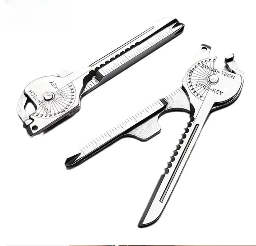 Keychain Multi-Tool Compact Multifunctional Keychain Gadget Portable Tool with Screwdriver Bottle Opener Camping Emergency Tool
