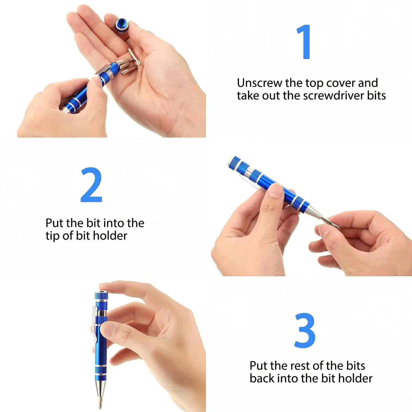 8 in 1 Mini Screwdriver Set - Magnetic Small Screwdrivers Pen for Precision Repair, Compact EDC Tools