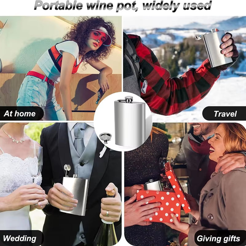 2 4 6 8 10 OZ Hip Flask for Liquor for Men Leakproof Drinking Flask with Funnel Stainless Steel Set Camping Pocket Flask Lase