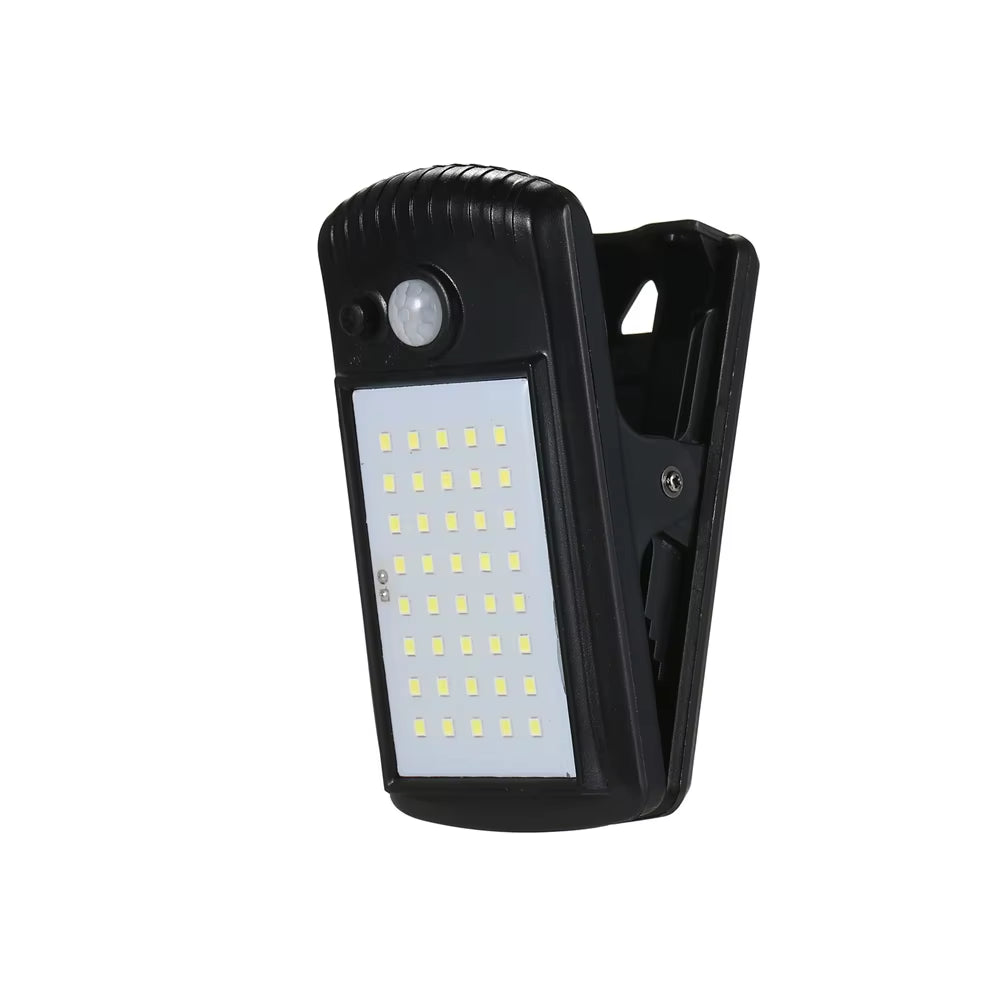 Clip-On LED Solar Light Smart Human Induction Outdoor Garden Light Waterproof Outdoor Lamp for Tent Garage Courtyard High Bright