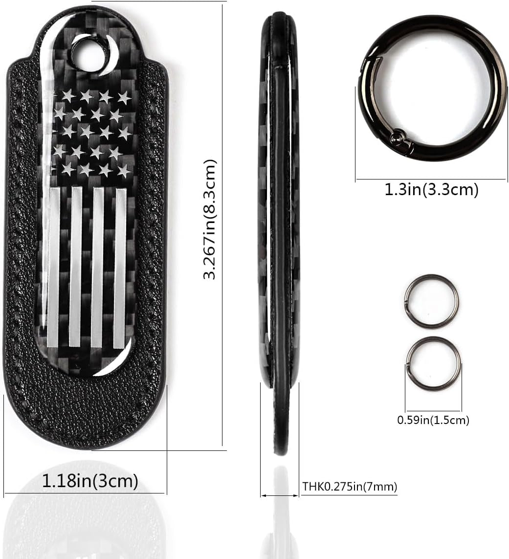 American Flag Carbon Fiber Leather Keychain-Stylish Gift For Car Lovers and and more. great for Birthday Gift