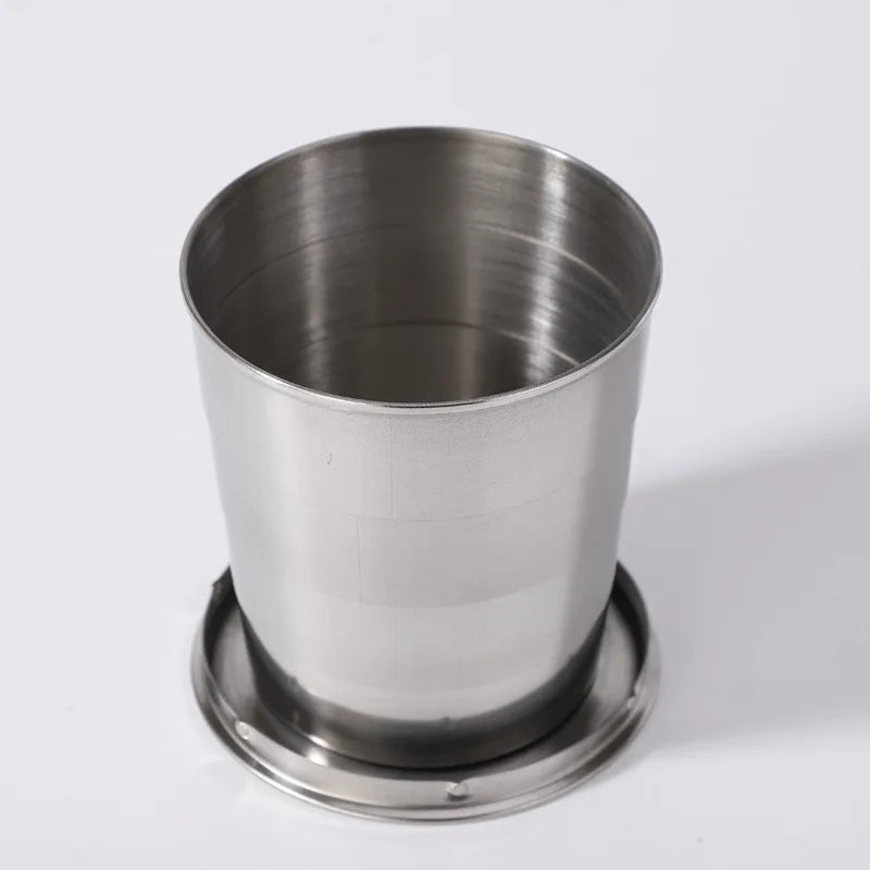 Stainless Steel Travel Carry-On Outdoor Wine Glass Portable Telescopic Water Cup Folding Wine Teacup Large Small and Medium-Size