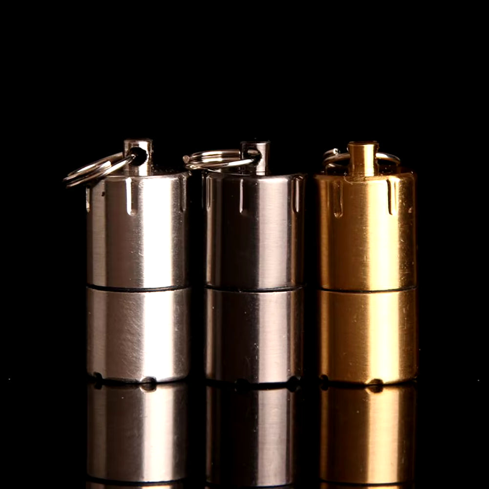 Mini Lighter Keychain without Gasoline Kerosene Oil for Outdoor Portable Capsule Cigarette Lighters Metal Pendant Key Ring Tools