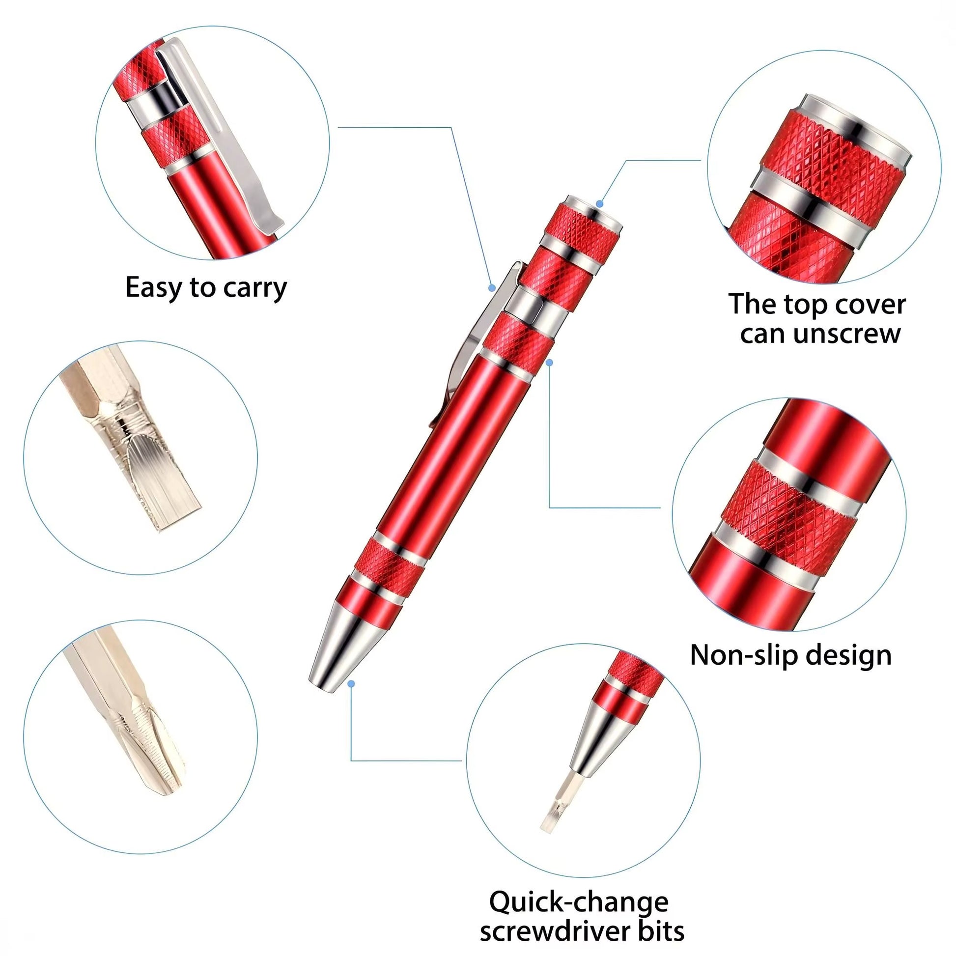 8 in 1 Mini Screwdriver Set - Magnetic Small Screwdrivers Pen for Precision Repair, Compact EDC Tools