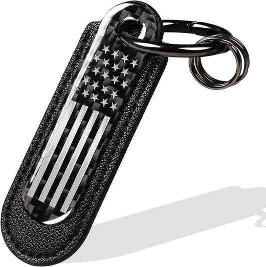 American Flag Carbon Fiber Leather Keychain-Stylish Gift For Car Lovers and and more. great for Birthday Gift