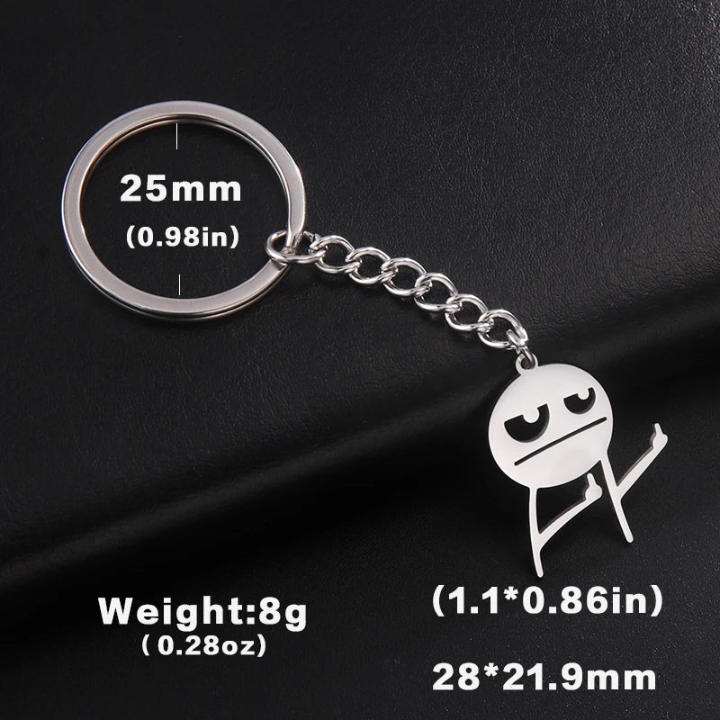 Funny Middle Finger Stickman Keychain 2025 Cute Trend School Bag Car Key Pendant Couple New Trinket Gift Keyring