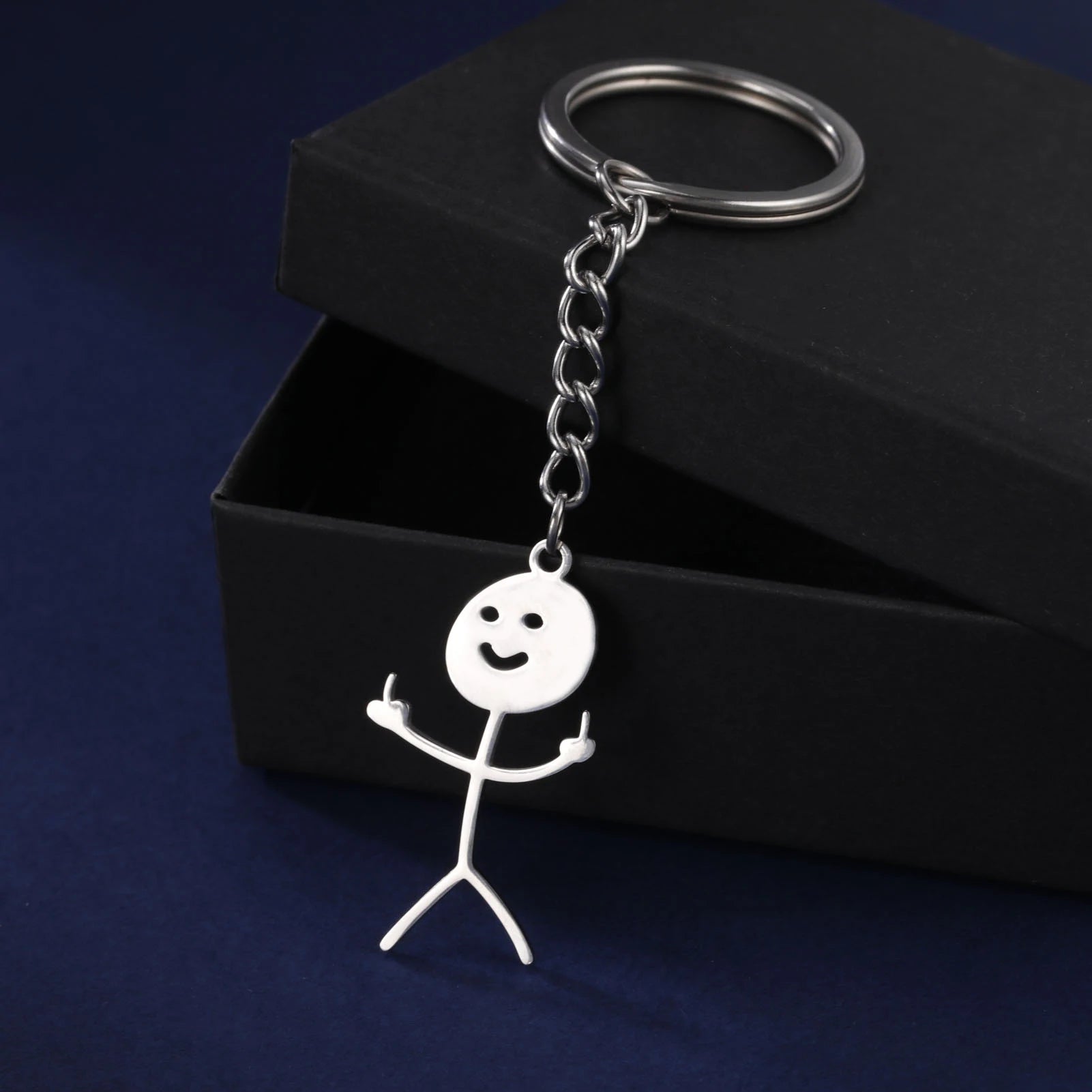Funny Middle Finger Stickman Keychain 2025 Cute Trend School Bag Car Key Pendant Couple New Trinket Gift Keyring