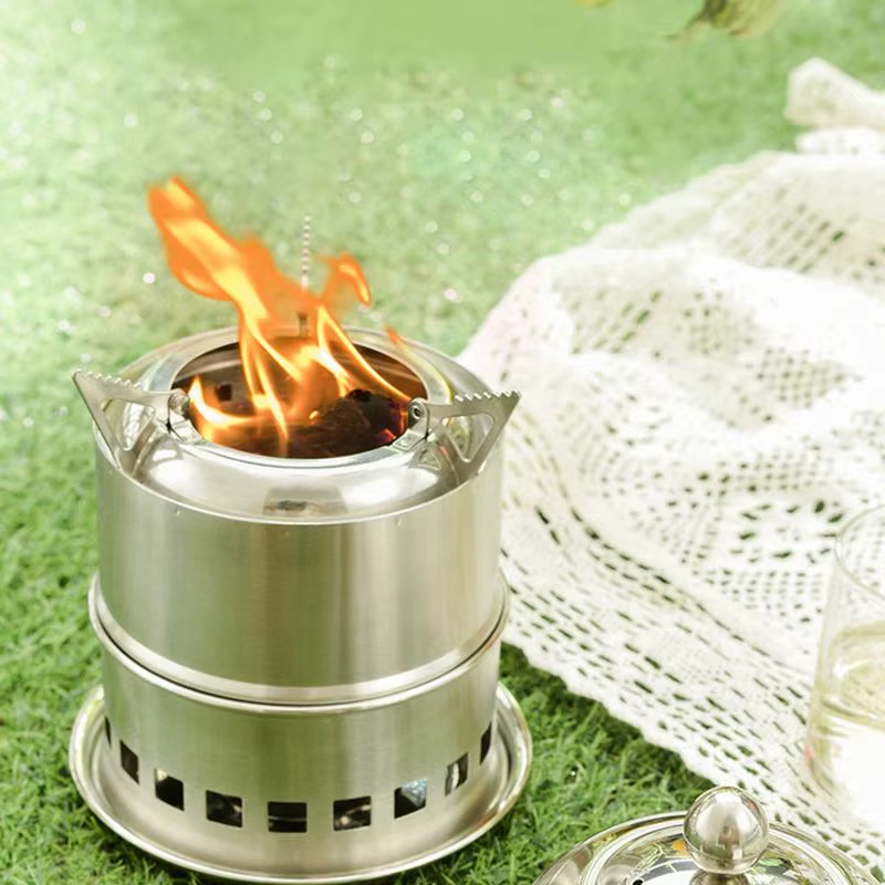 Smokeless Fire Pit Brazier Outdoor Camping Wood Burning Stove Portable Stainless Steel Firepit Bonfire Travel Picnic BBQ Cooker