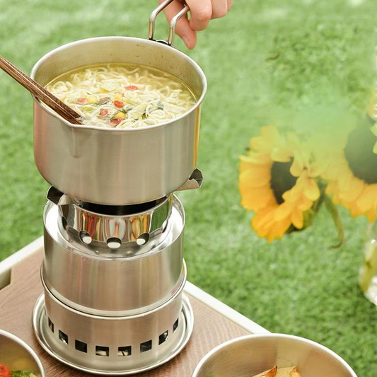 Cook anywhere — from forest mornings to mountain sunsets.