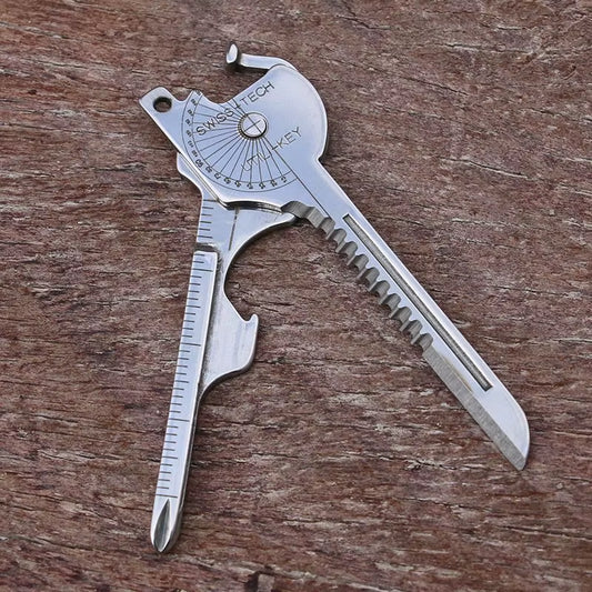 Keychain Multi-Tool Compact Multifunctional Keychain Gadget Portable Tool with Screwdriver Bottle Opener Camping Emergency Tool