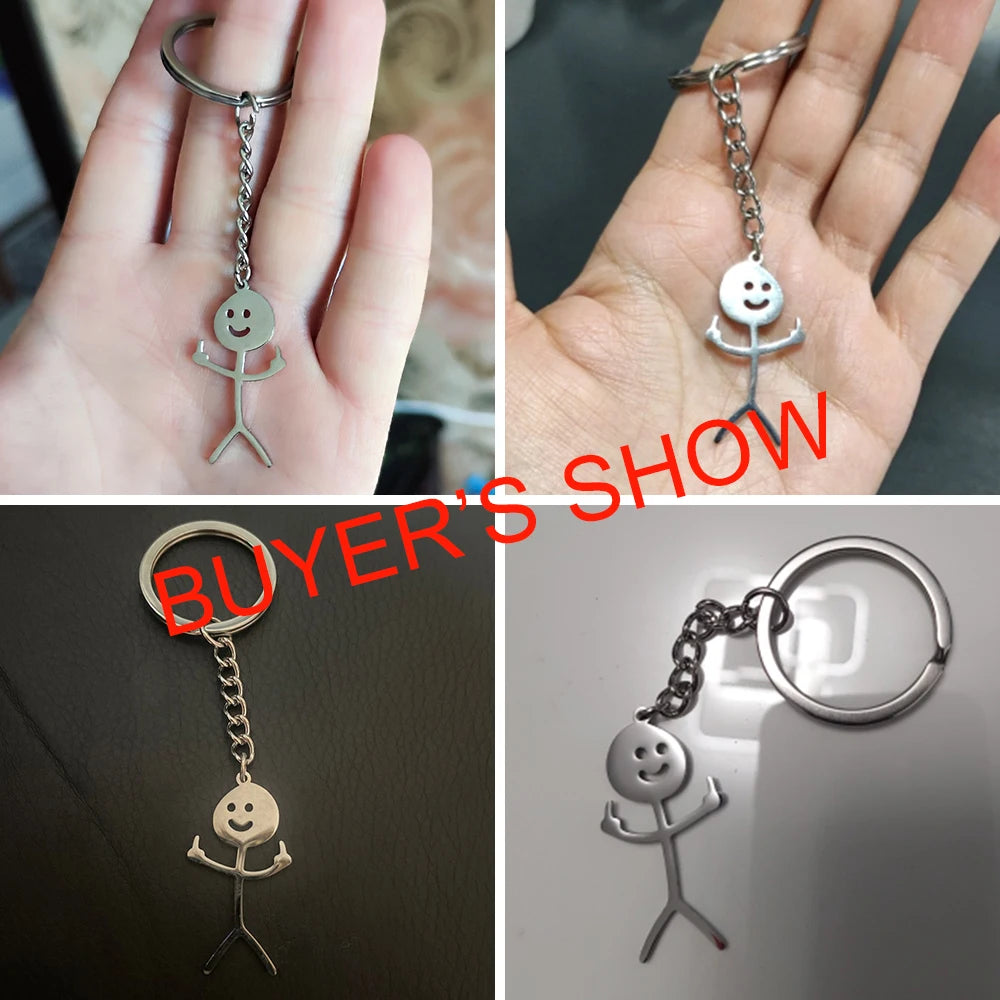 Funny Middle Finger Stickman Keychain 2025 Cute Trend School Bag Car Key Pendant Couple New Trinket Gift Keyring