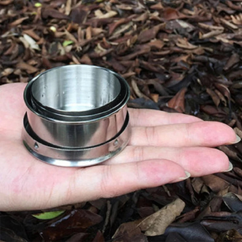 Stainless Steel Travel Carry-On Outdoor Wine Glass Portable Telescopic Water Cup Folding Wine Teacup Large Small and Medium-Size