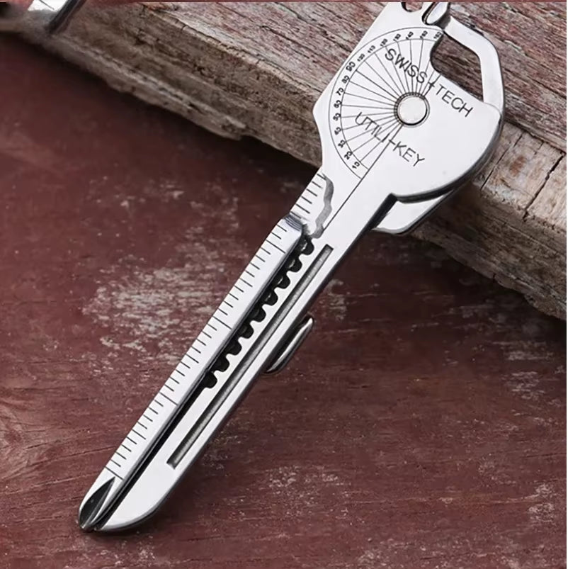 Keychain Multi-Tool Compact Multifunctional Keychain Gadget Portable Tool with Screwdriver Bottle Opener Camping Emergency Tool