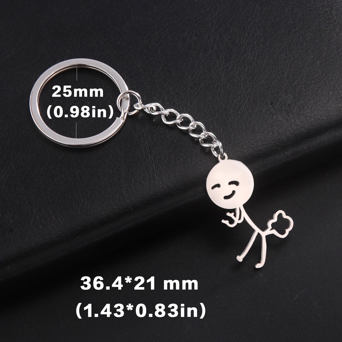 Funny Middle Finger Stickman Keychain 2025 Cute Trend School Bag Car Key Pendant Couple New Trinket Gift Keyring