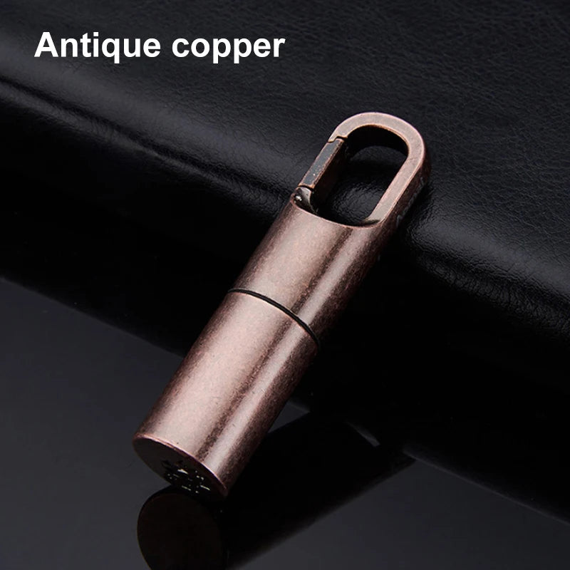 Isqueiro Vintage Stainless Steel Lighter Criativos Antique Mini Kerosene Lighter Capsule Portable Bronze Llavero Encendor