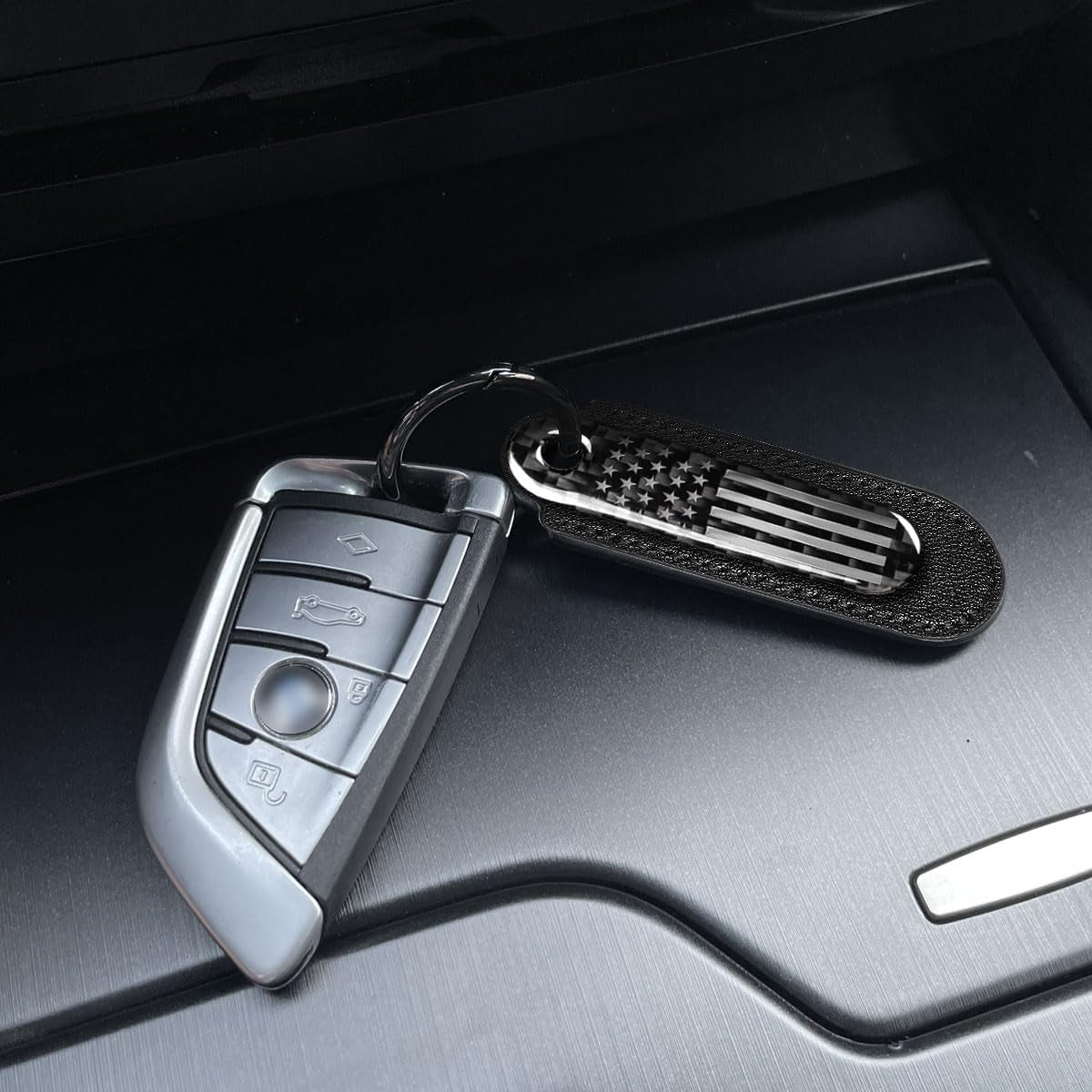 American Flag Carbon Fiber Leather Keychain-Stylish Gift For Car Lovers and and more. great for Birthday Gift