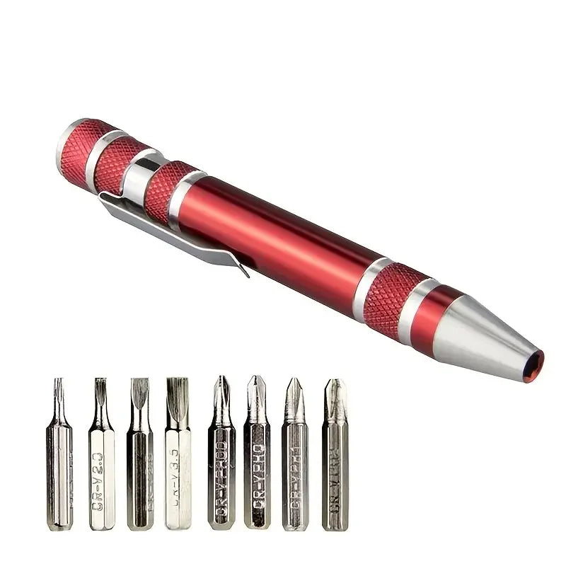 8-In-1 Aluminum Alloy Screwdriver Pen - Changeable Bits for Easy Repairs & Disassembly