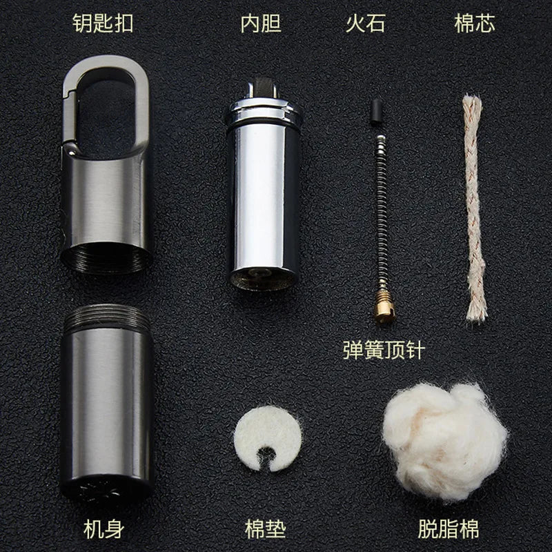 Isqueiro Vintage Stainless Steel Lighter Criativos Antique Mini Kerosene Lighter Capsule Portable Bronze Llavero Encendor