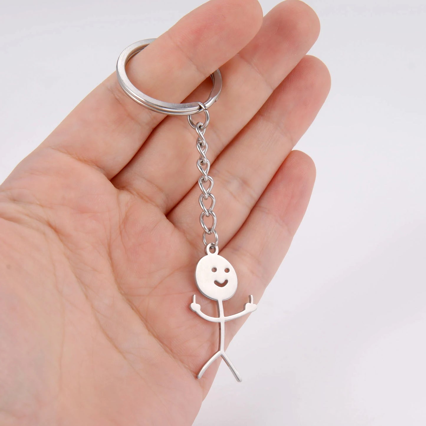 Funny Middle Finger Stickman Keychain 2025 Cute Trend School Bag Car Key Pendant Couple New Trinket Gift Keyring