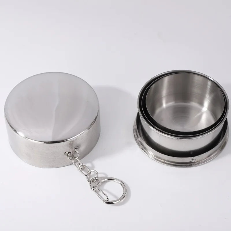 Stainless Steel Travel Carry-On Outdoor Wine Glass Portable Telescopic Water Cup Folding Wine Teacup Large Small and Medium-Size