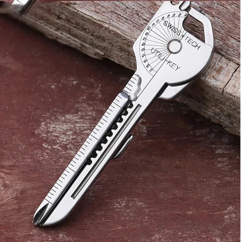8-In-1 Multi-Tool Keychain for Camping & Survival | Folding Screwdriver, Bottle Opener | Compact Outdoor Utility Pliers with Key
