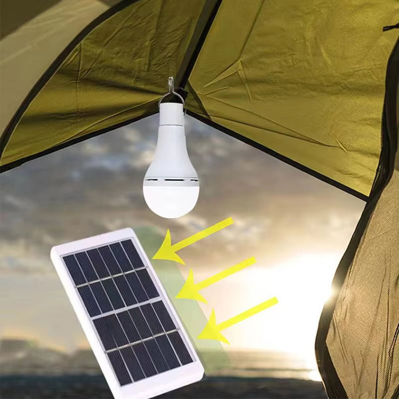 LED Solar Lamp Bulb Outdoor Waterproof Portable Solar Garden Hanging Light Hiking Fishing Emergency Lights Outdoor Camping Light