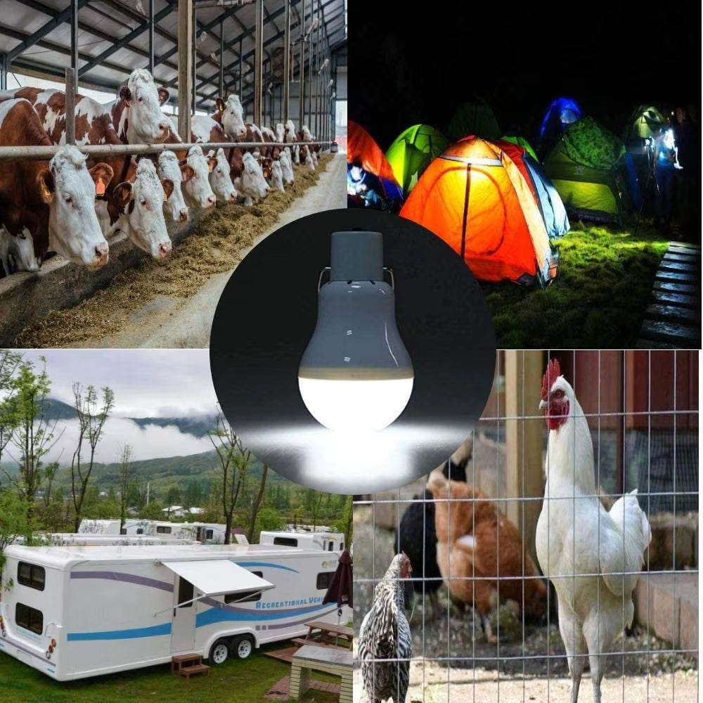 LED Solar Lamp Bulb Outdoor Waterproof Portable Solar Garden Hanging Light Hiking Fishing Emergency Lights Outdoor Camping Light